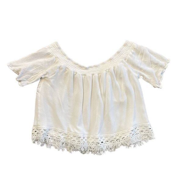 MISS ME Cropped White Blouse Size Large - Picture 2 of 7